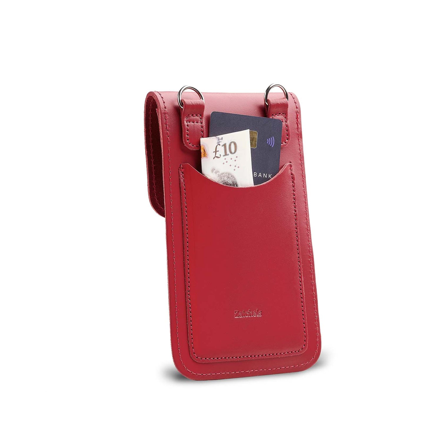 Handmade Leather Mobile Phone Pouch Plus - Red - Bascora