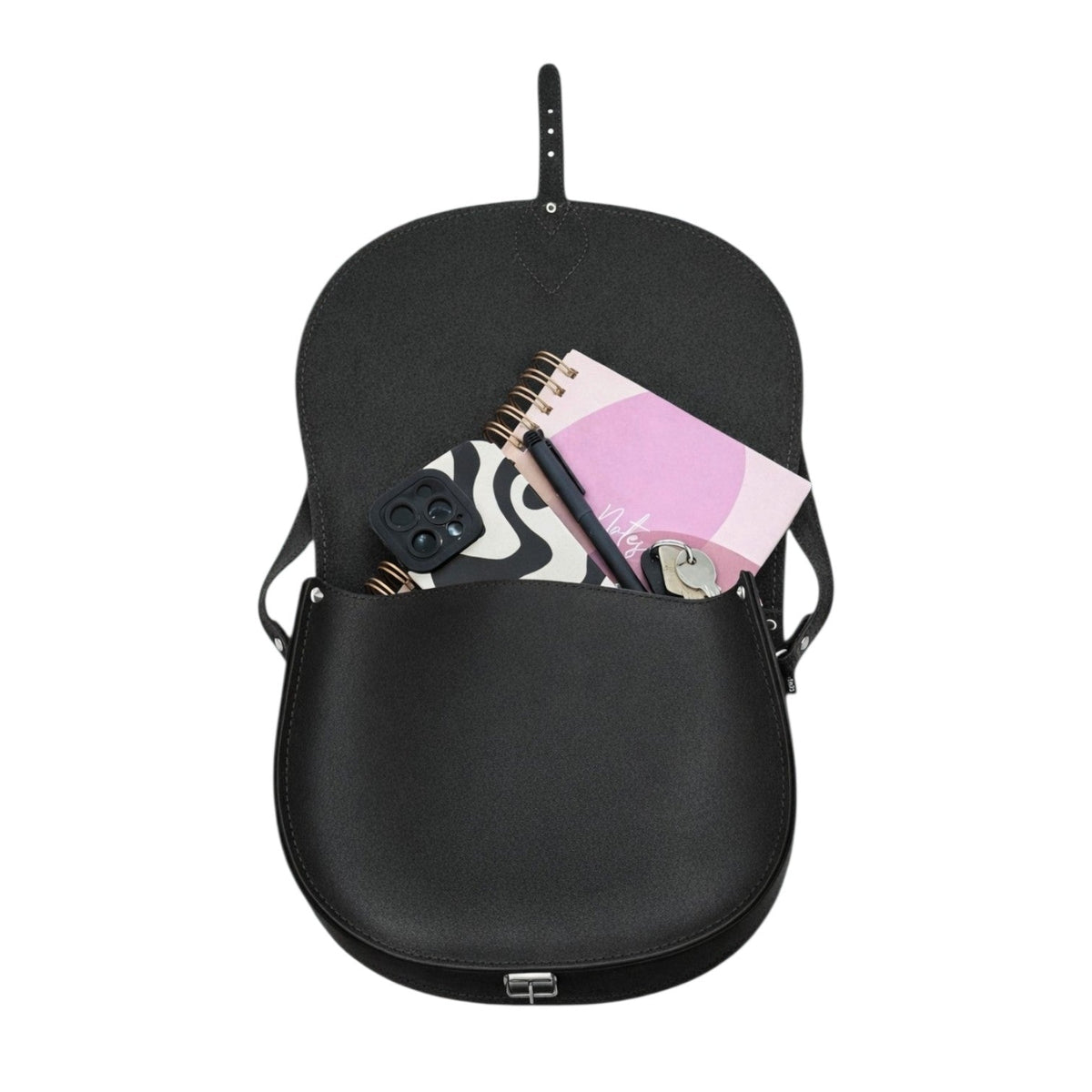 Handmade Leather Saddle Bag - Black - Bascora