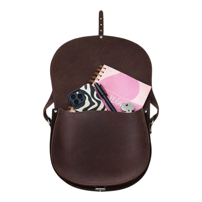 Handmade Leather Saddle Bag – Dark Brown - Bascora