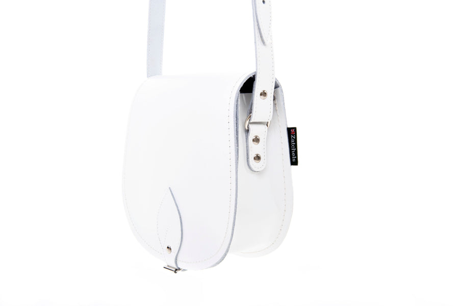 Handmade Leather Saddle Bag - White - Bascora
