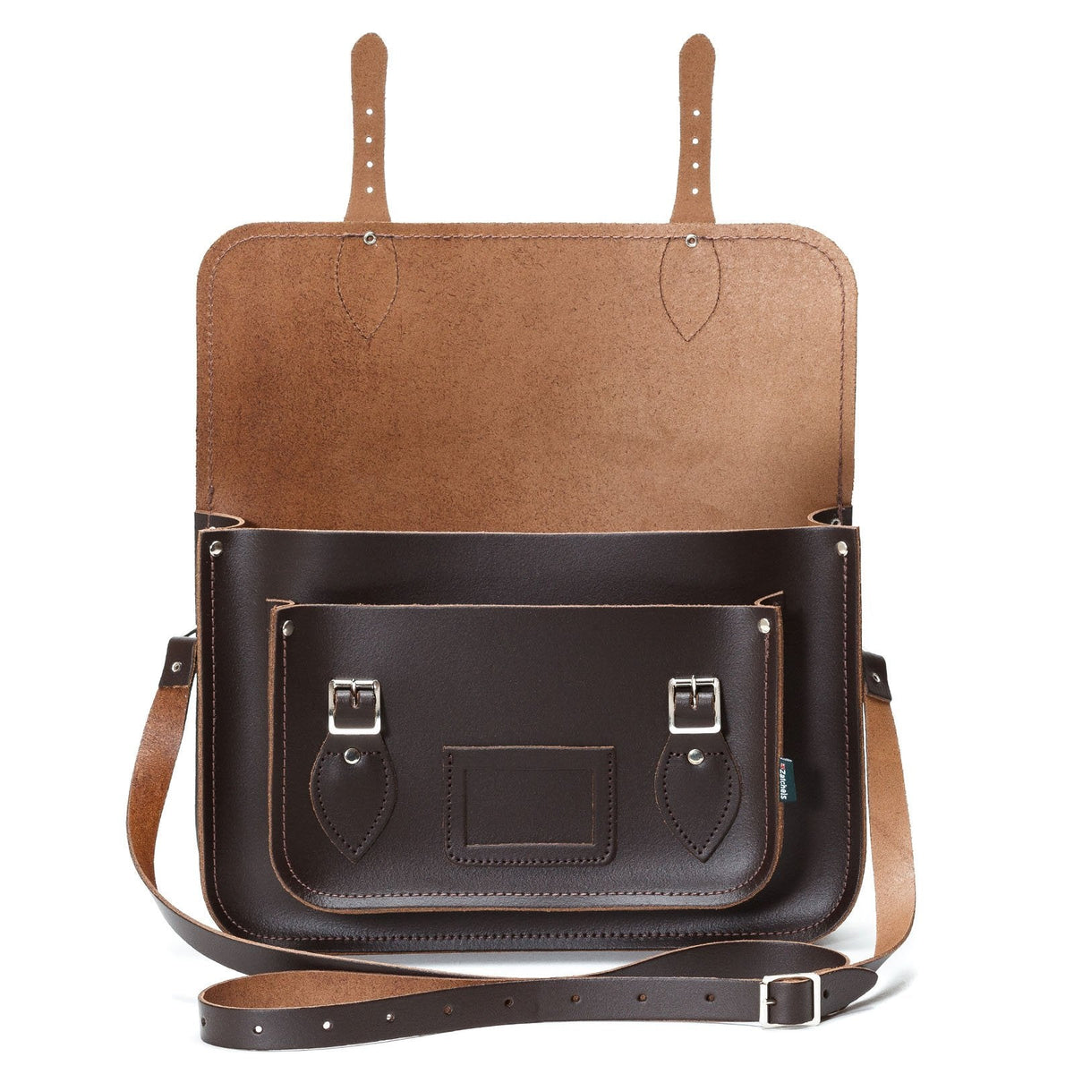 Handmade Leather Satchel – Dark Brown - Bascora
