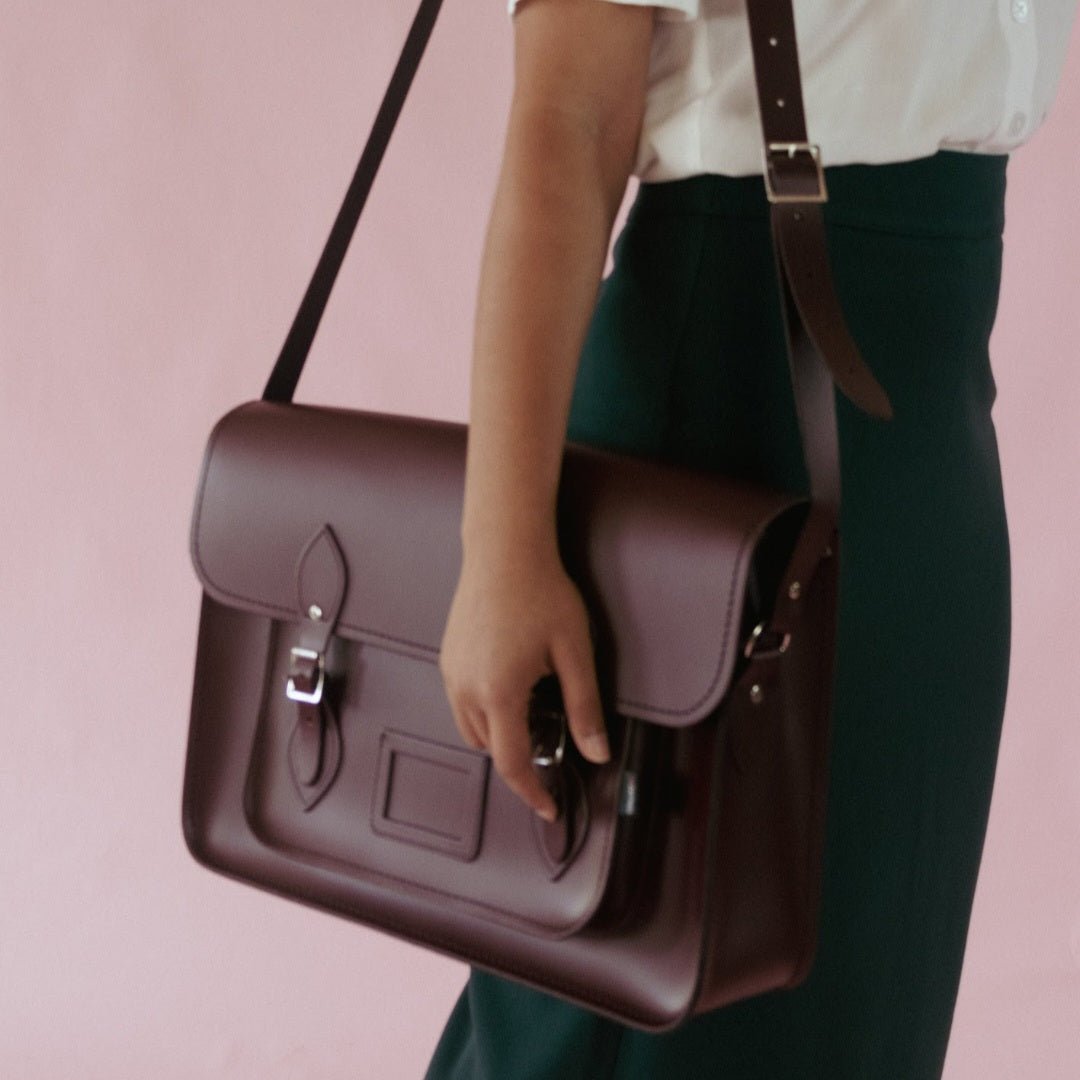Handmade Leather Satchel – Marsala Red - Bascora