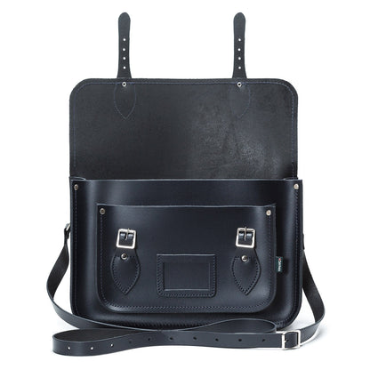 Handmade Leather Satchel - Navy Blue - Bascora