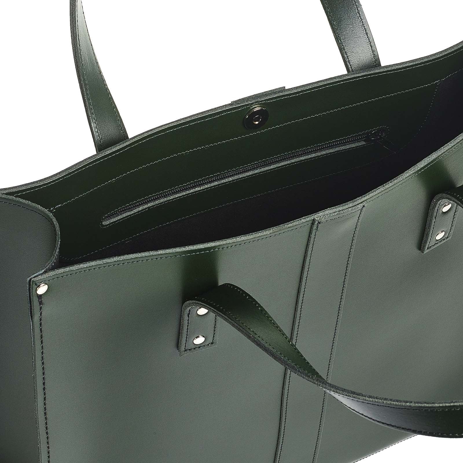 Handmade Leather Shopper – Ivy Green - Bascora