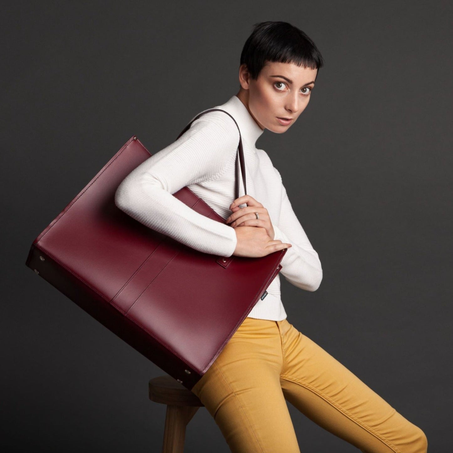 Handmade Leather Shopper – Marsala Red - Bascora