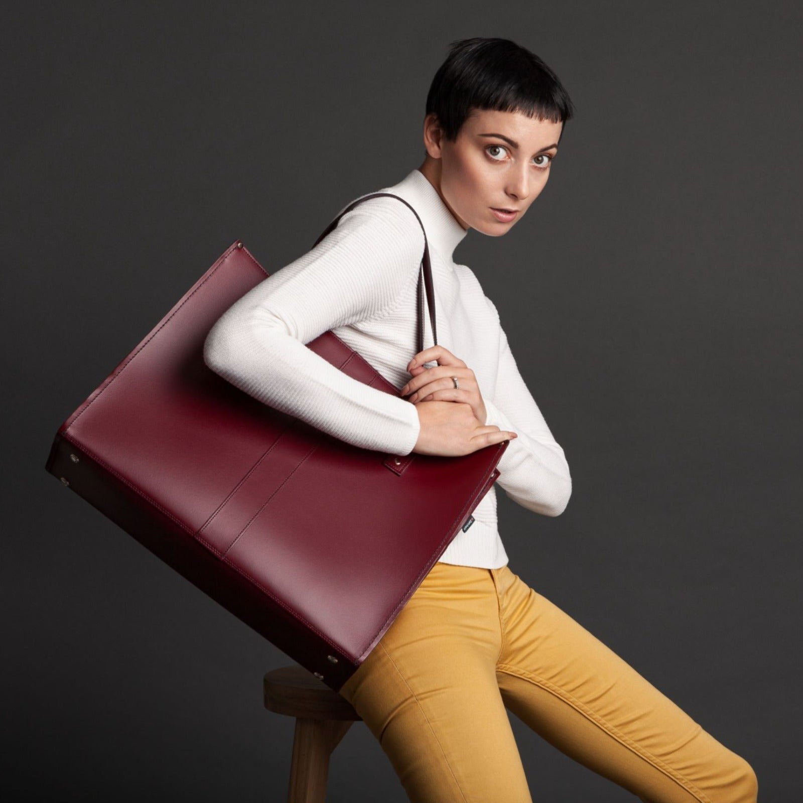Handmade Leather Shopper – Marsala Red - Bascora