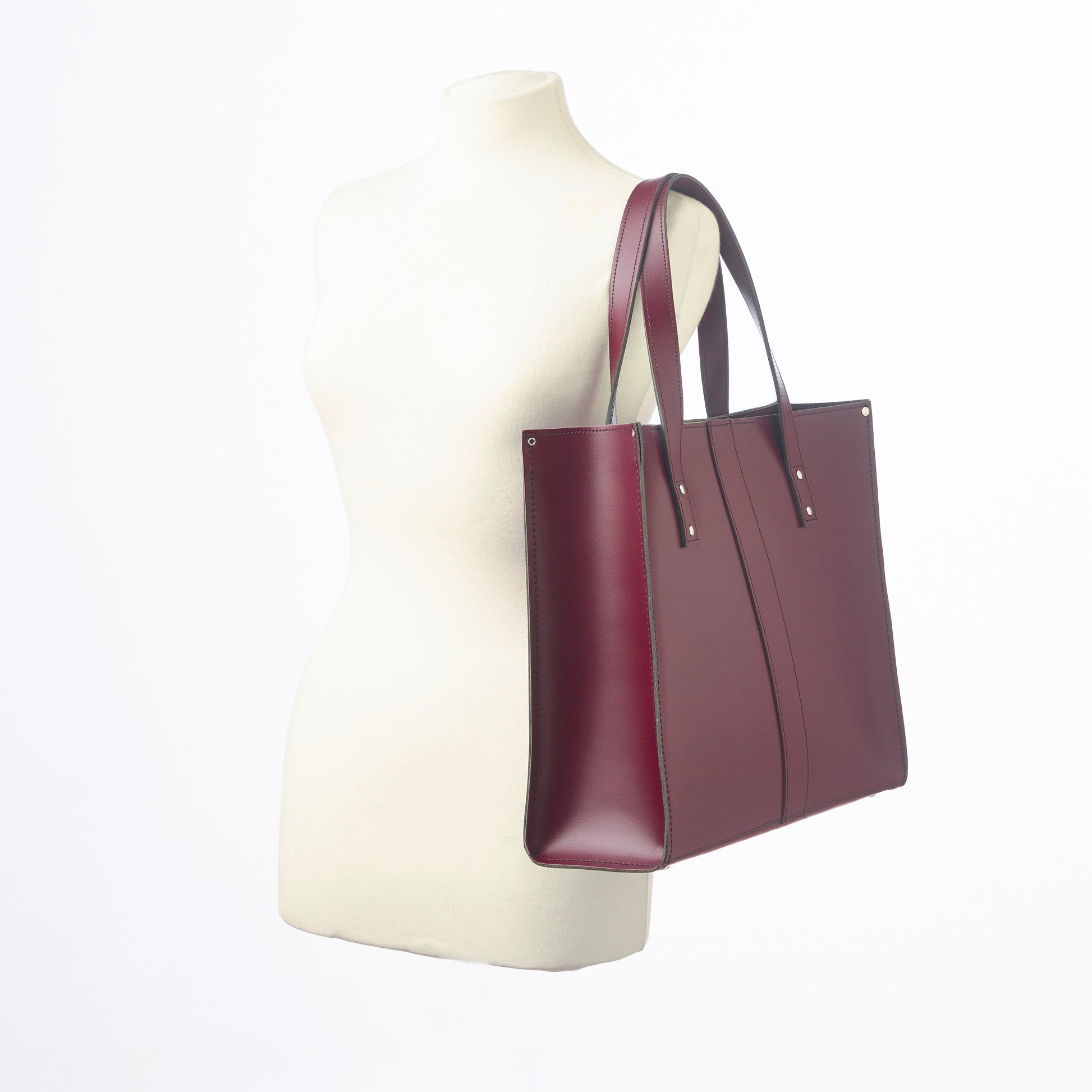 Handmade Leather Shopper – Marsala Red - Bascora
