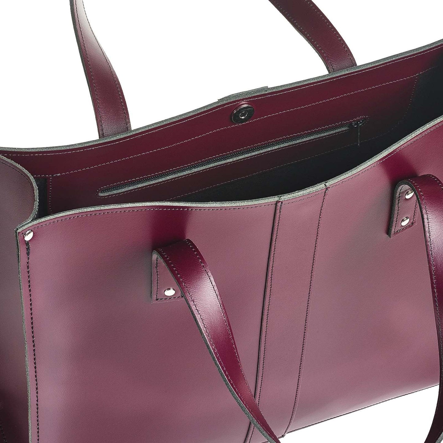 Handmade Leather Shopper – Marsala Red - Bascora