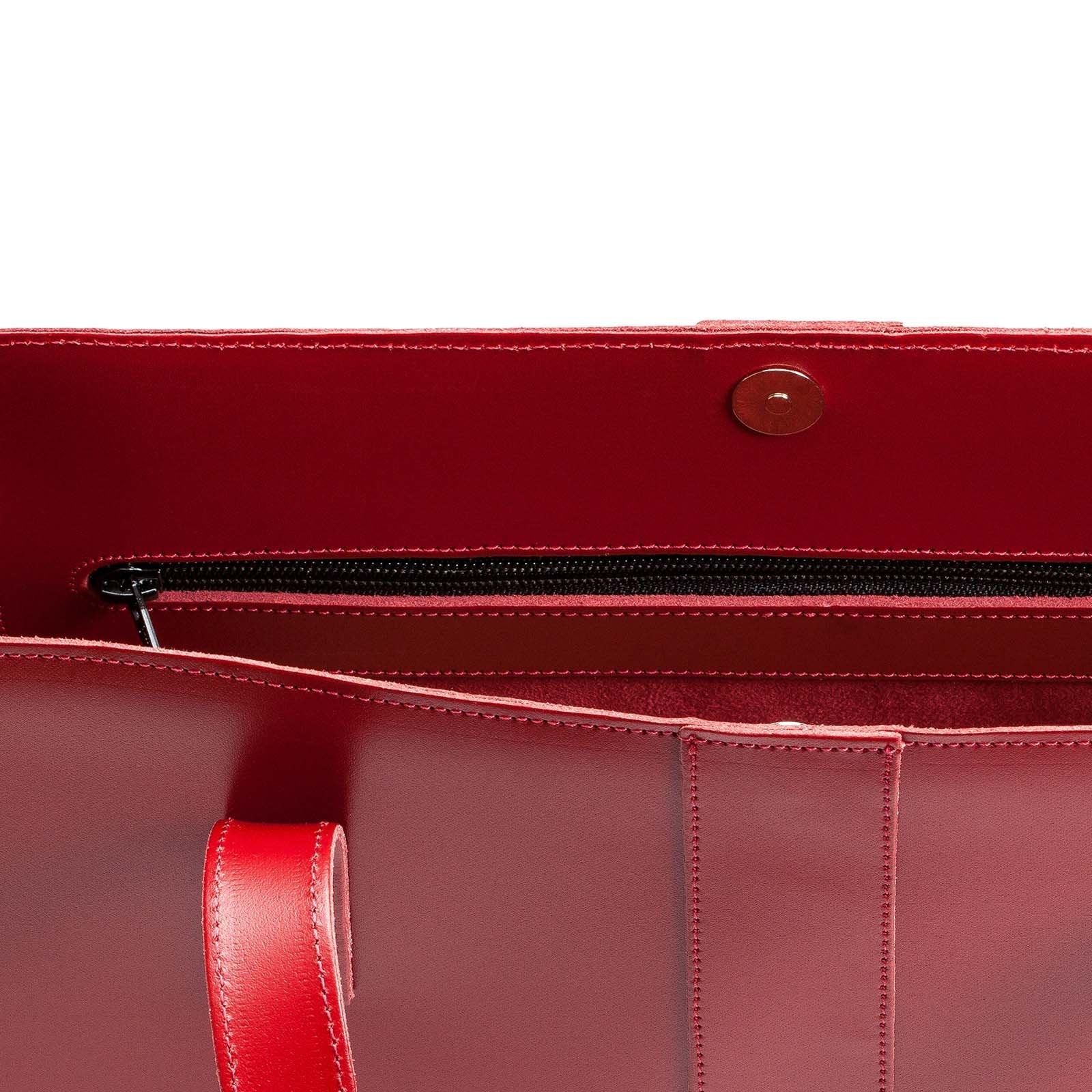 Handmade Leather Shopper – Red - Bascora