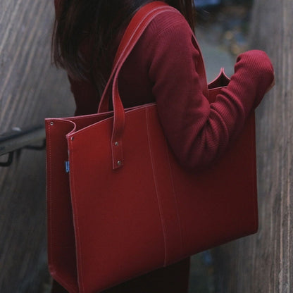 Handmade Leather Shopper – Red - Bascora