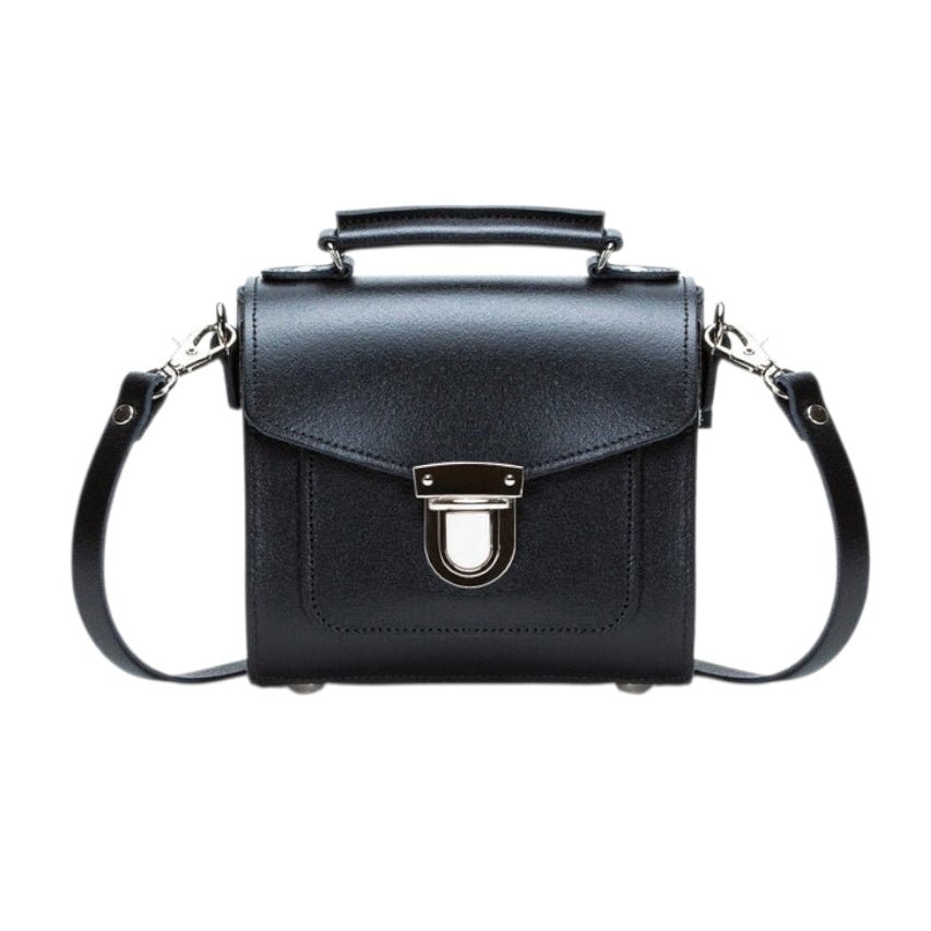 Handmade Leather Sugarcube Handbag – Black - Bascora