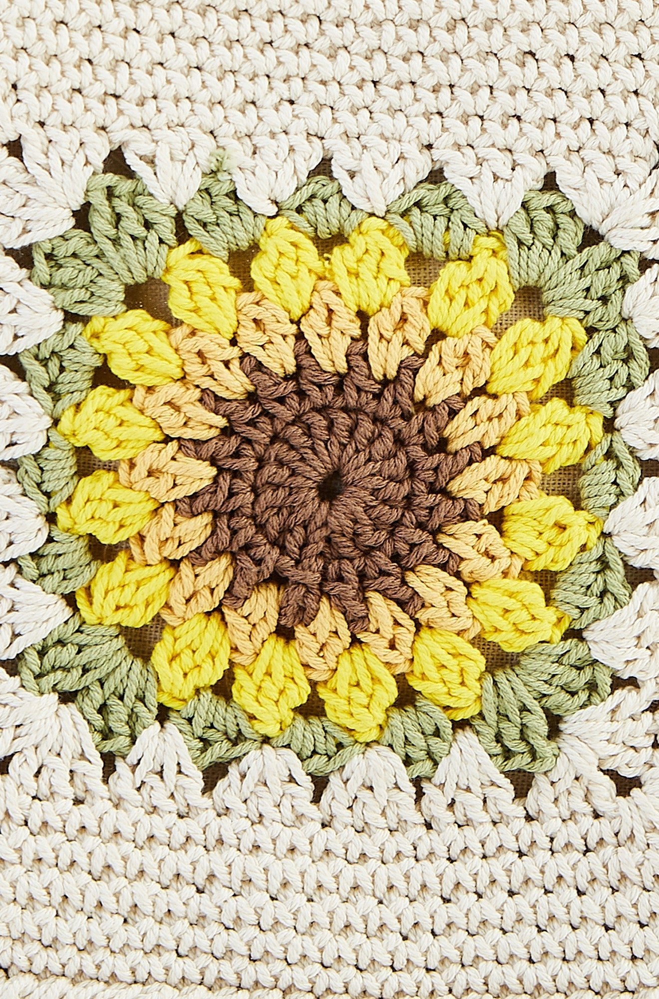 Handmade White Sunflower Crochet Bag - Bascora