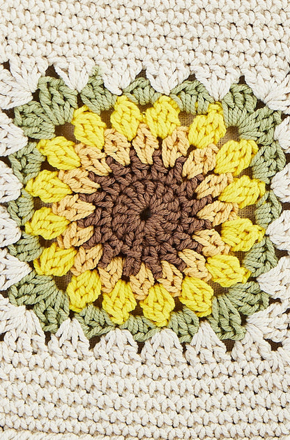 Handmade White Sunflower Crochet Bag - Bascora