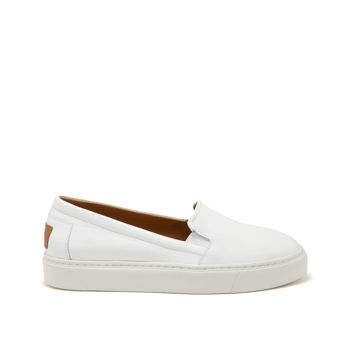 Hugs & Co. Women's White Leather Slip-On Sneakers