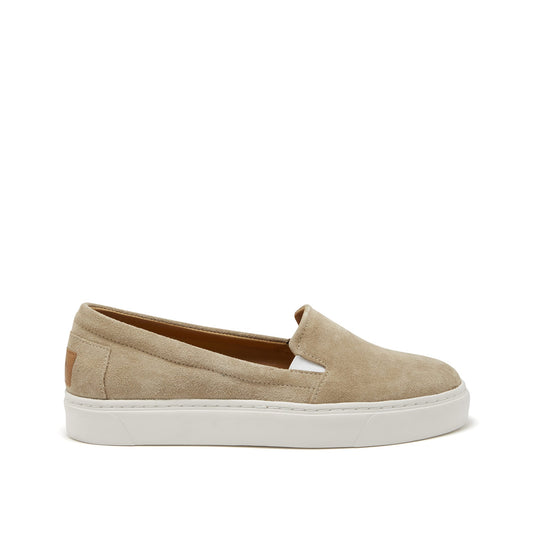 Hugs & Co. Women's Taupe Suede Slip-On Sneakers