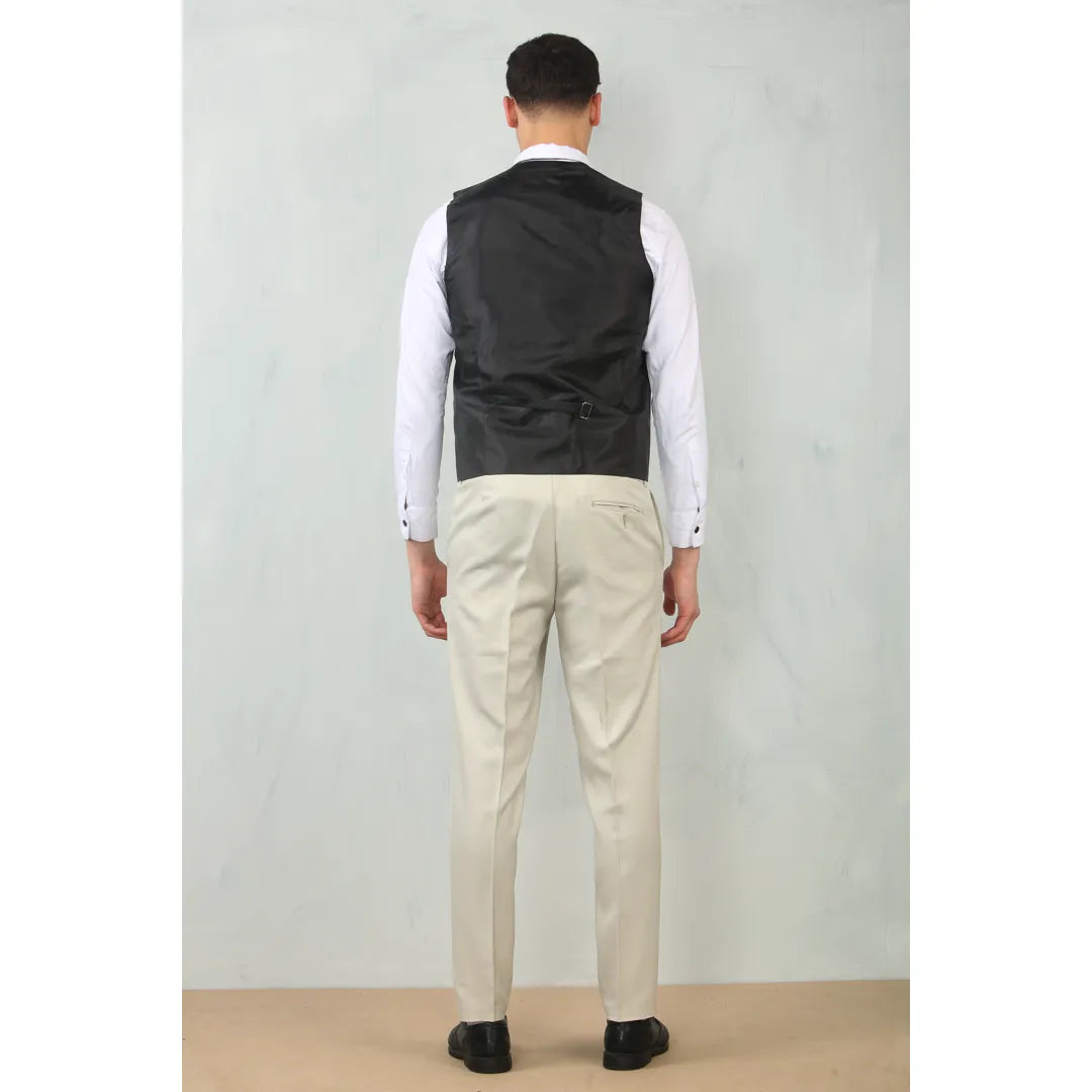 Men's Cream Tailored Fit Wedding 3 Piece Suit