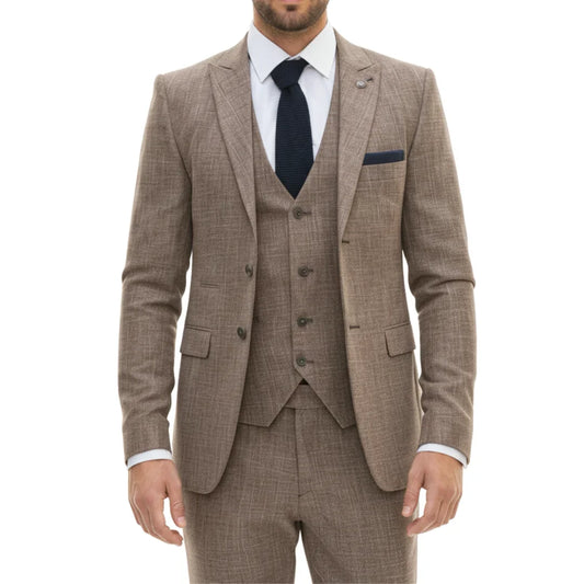Men's 3 Piece Brown Tailored Fit Suit