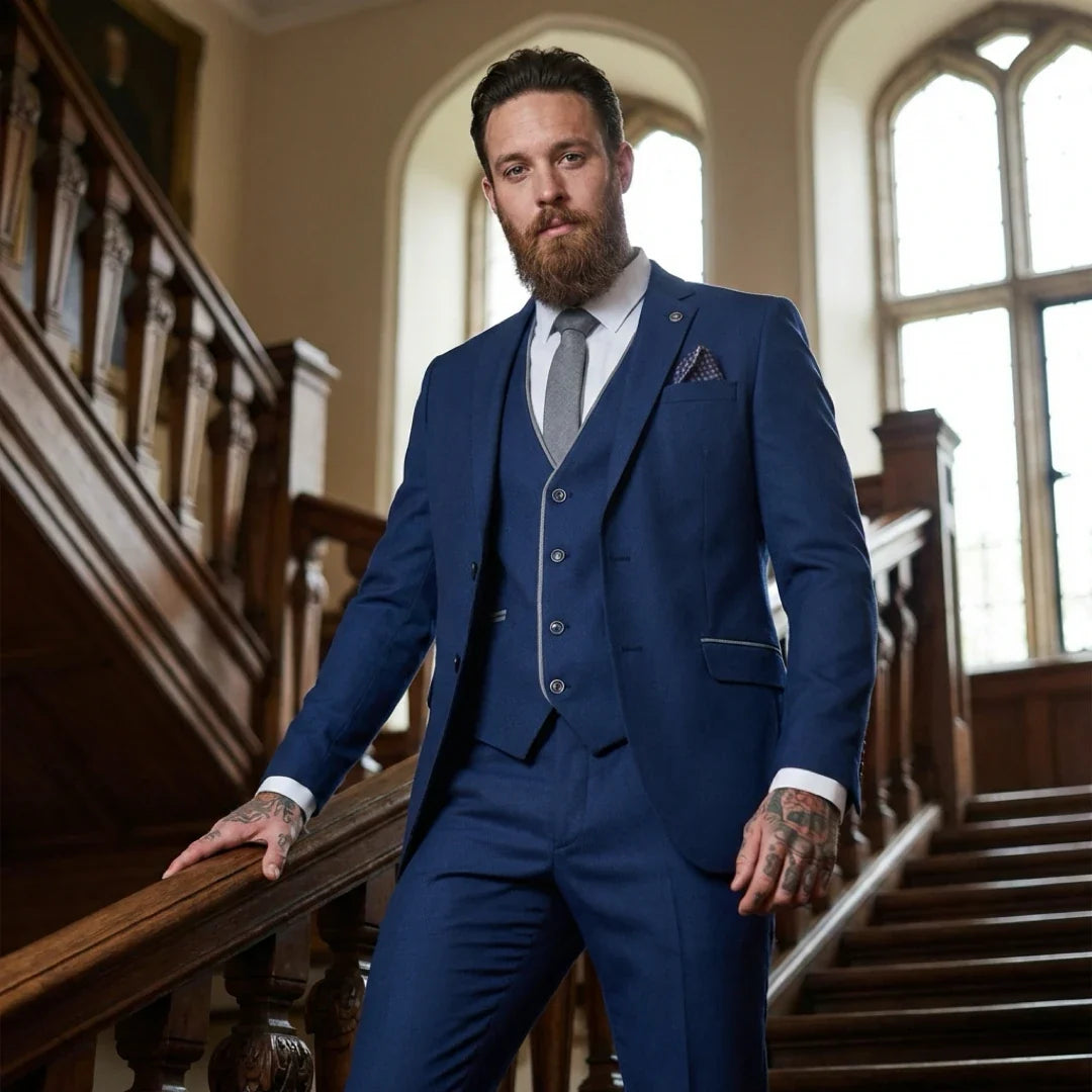 Men's Blue 3 Piece Tailored Fit Suit