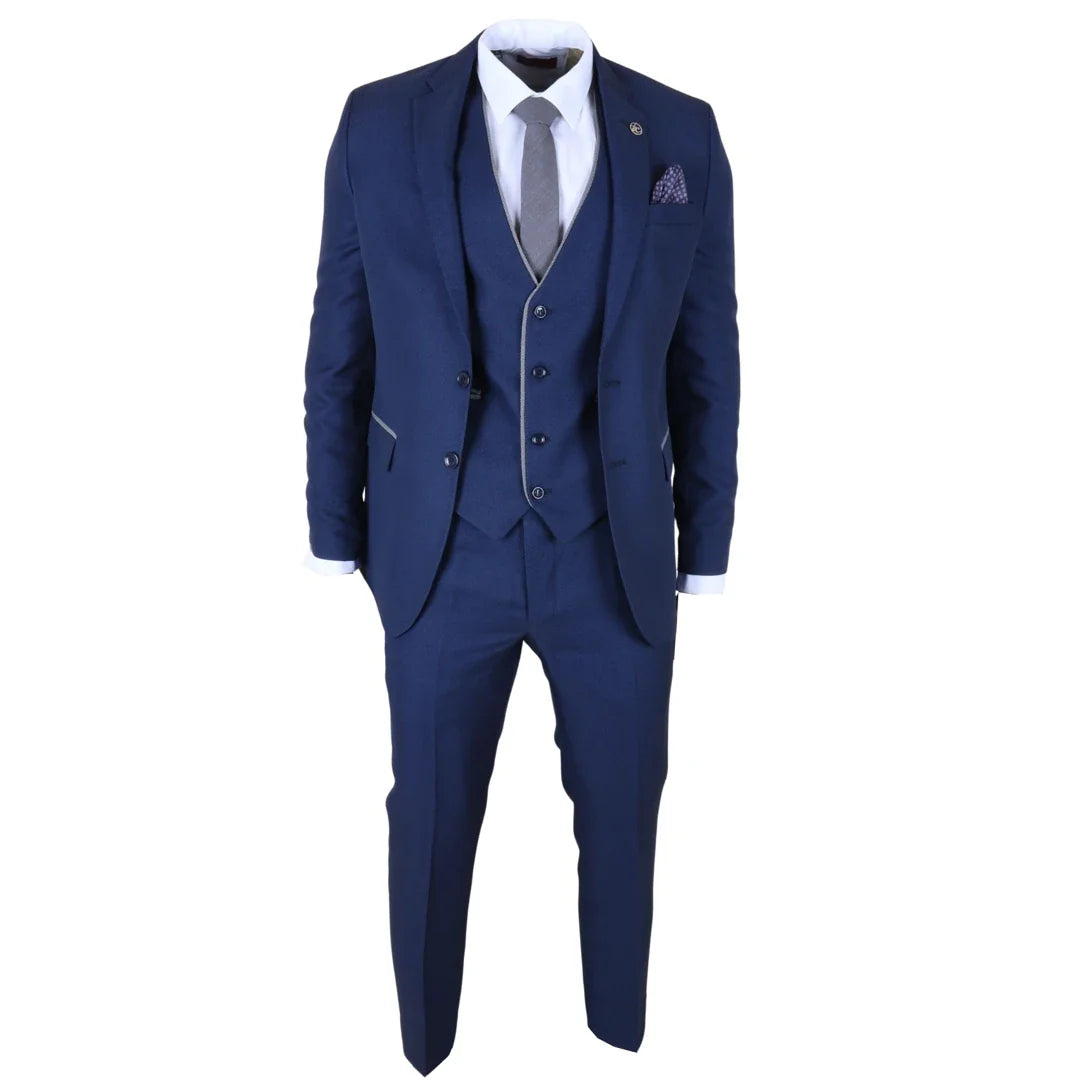 Men's Blue 3 Piece Tailored Fit Suit