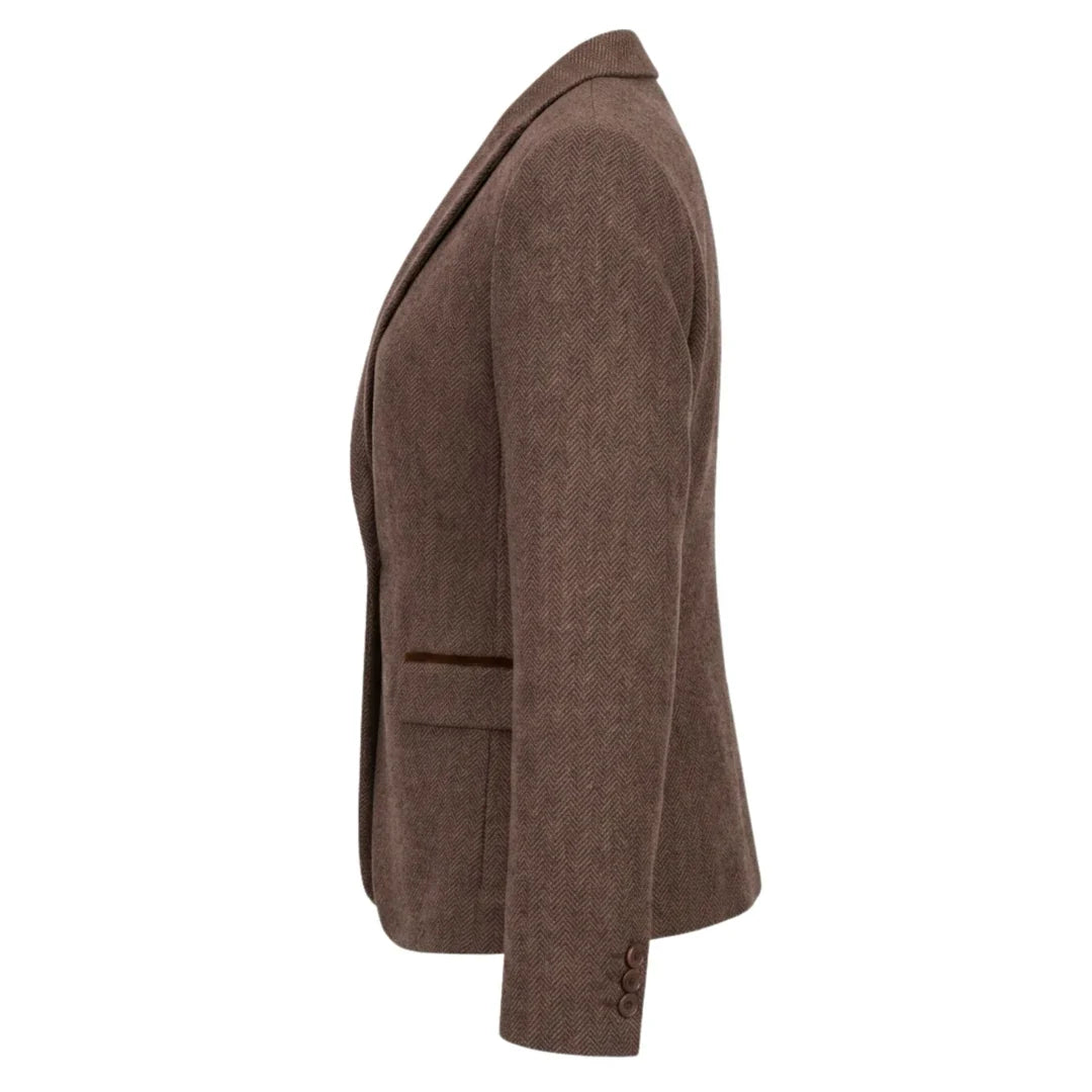Women's Oak Tweed Herringbone Blazer & Waistcoat Set by TruClothing