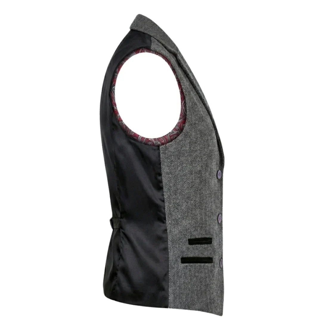 Women's Grey Tweed Herringbone Blazer & Waistcoat Set by TruClothing