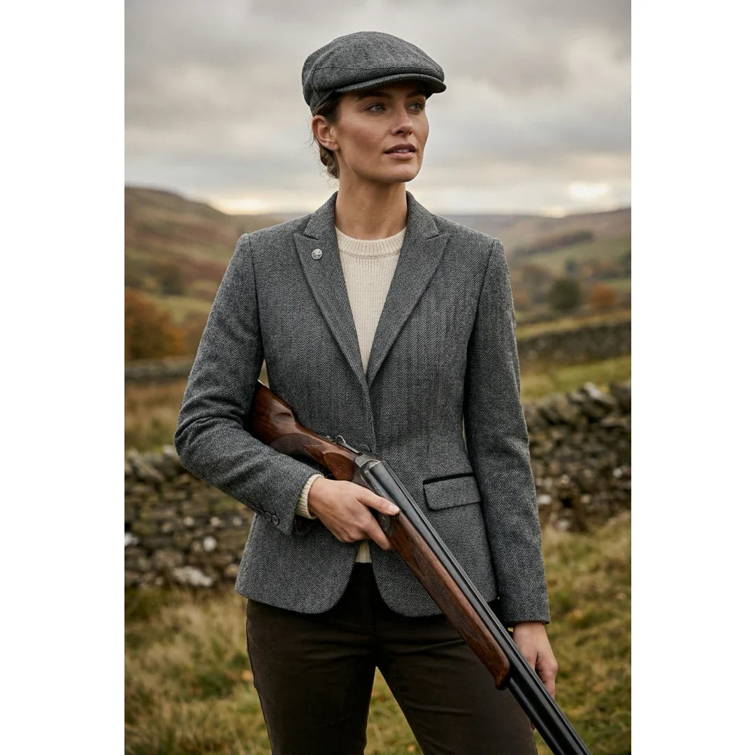 Women's Grey Tweed Herringbone Blazer & Waistcoat Set by TruClothing