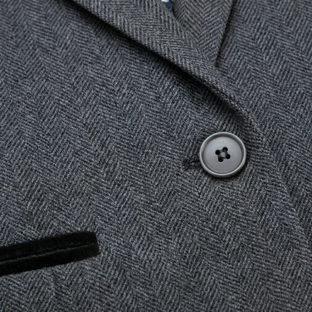 Women's Grey Tweed Herringbone Blazer & Waistcoat Set by TruClothing
