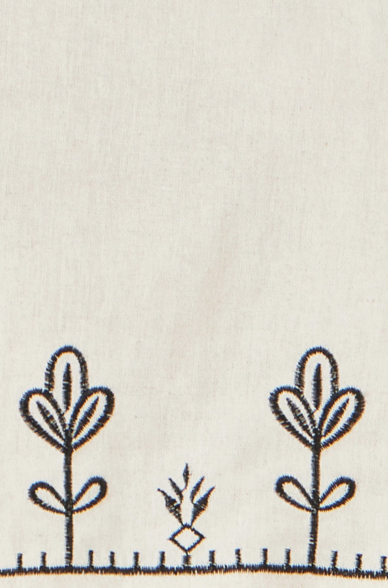 Ivory Linen Mix Embroirdered Top - Bascora