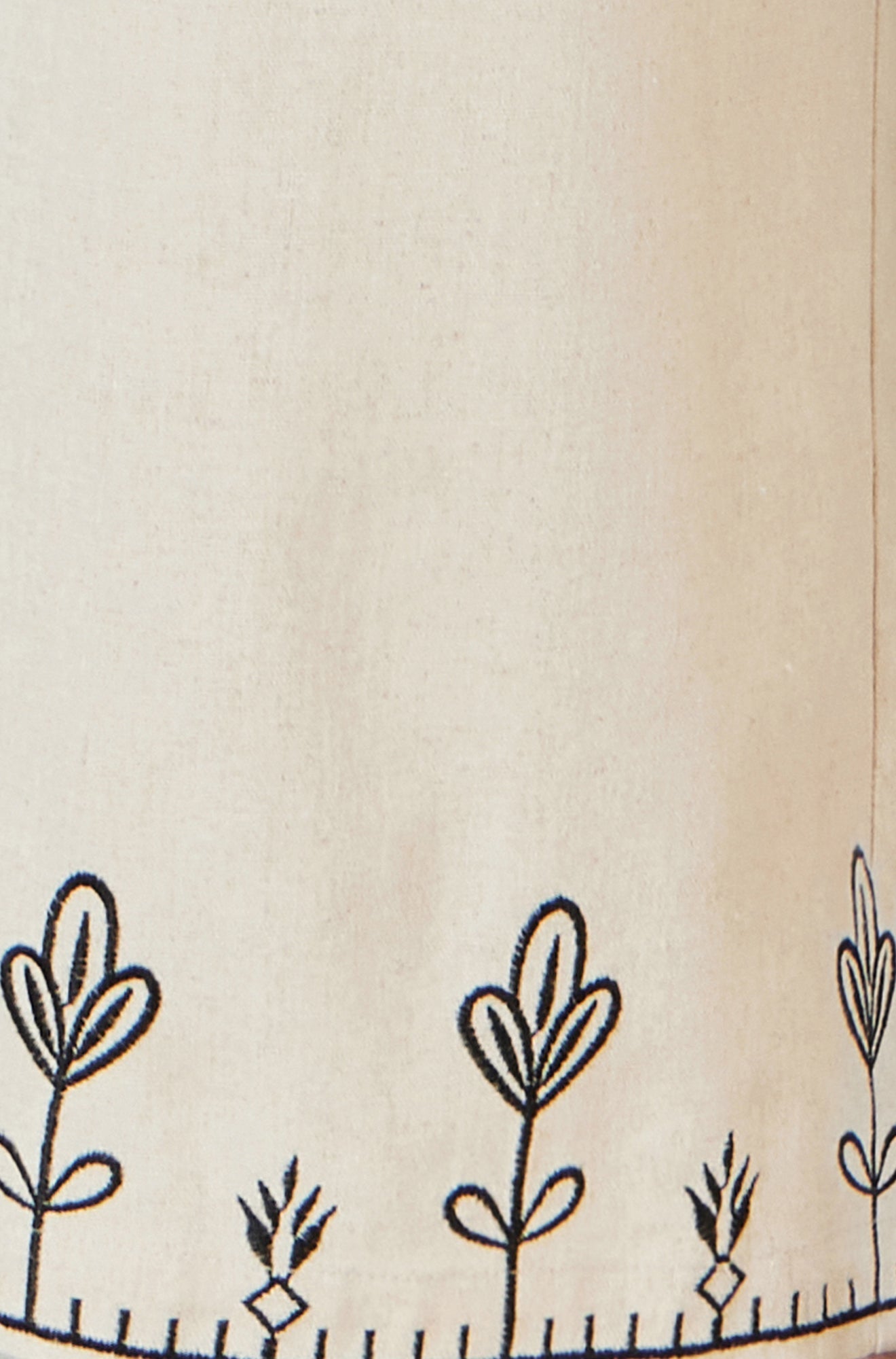 Ivory Linen Mix Embroirdered Trousers - Bascora