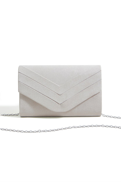 Ivory Shimmer Envelope Clutch Bag - Bascora