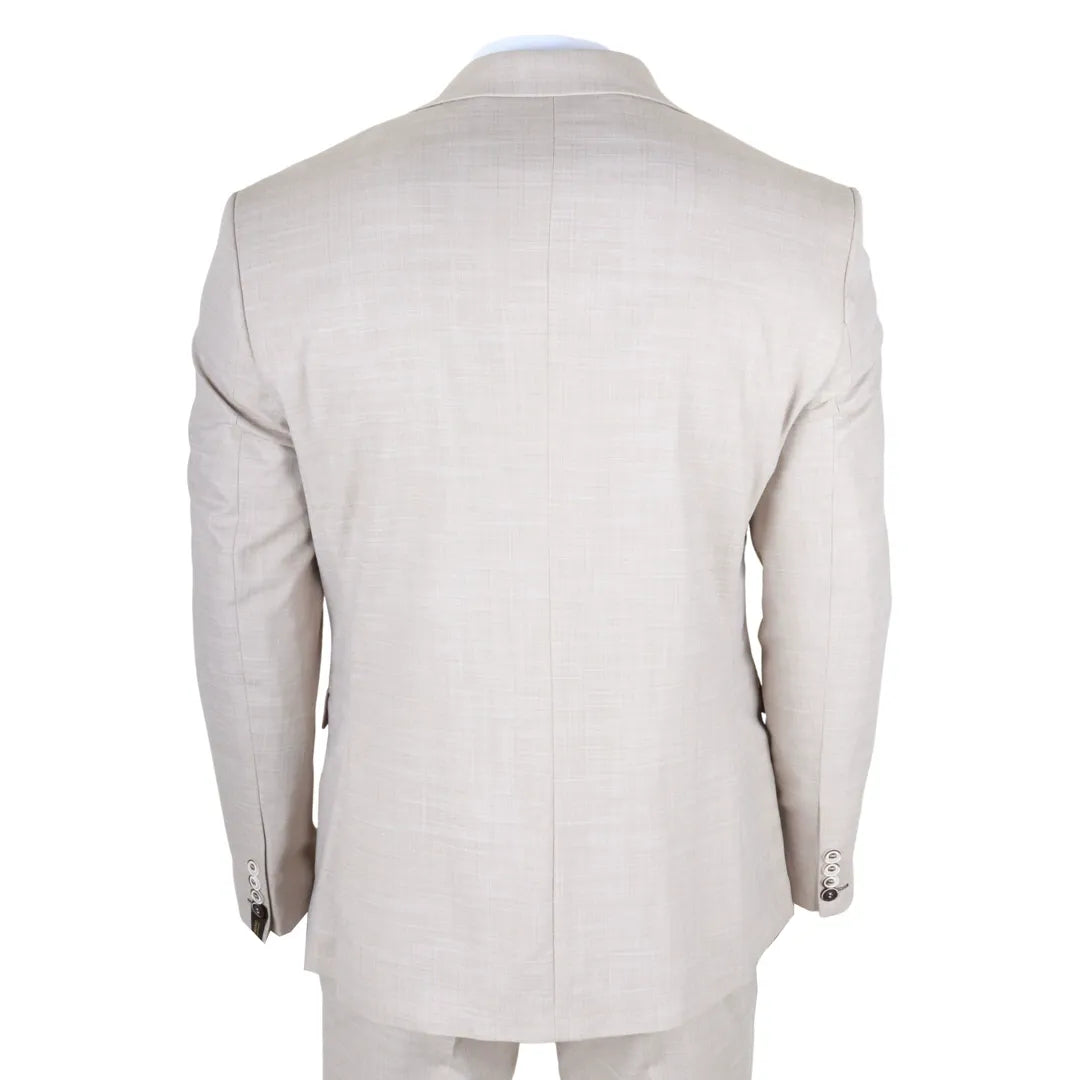 Men's 3 Piece Cream Tailored Fit Suit