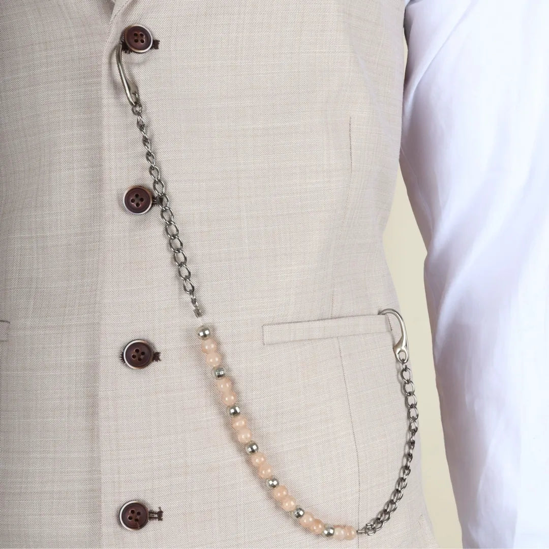 Men's 3 Piece Cream Tailored Fit Suit