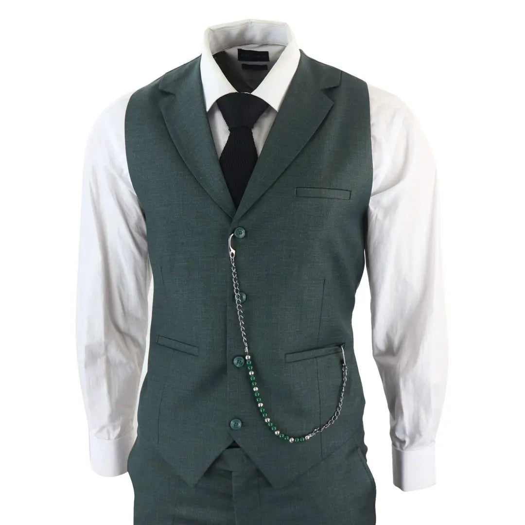 Men's 3 Piece Green Tailored Fit Suit