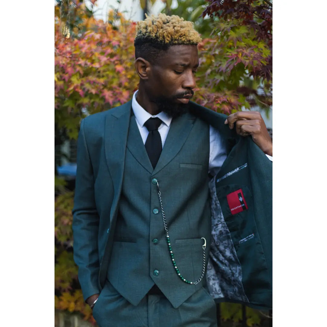 Men's 3 Piece Green Tailored Fit Suit