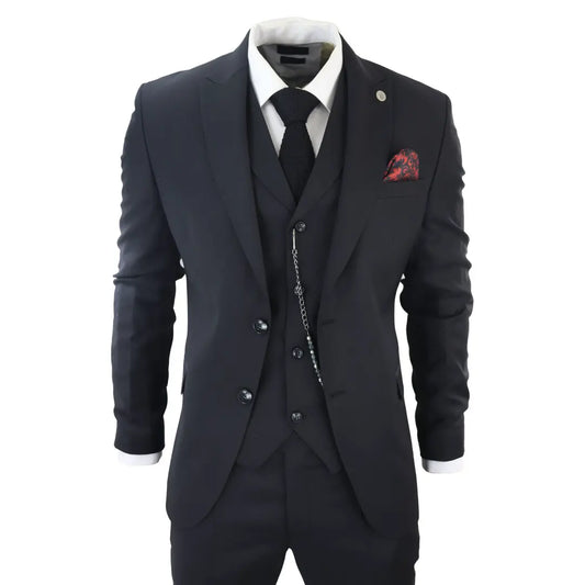 Men's James Classic 3 Piece Black Suit by TruClothing