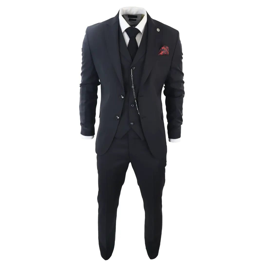 Men's James Classic 3 Piece Black Suit by TruClothing