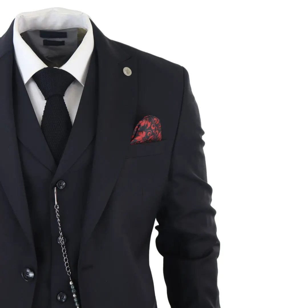 Men's James Classic 3 Piece Black Suit by TruClothing