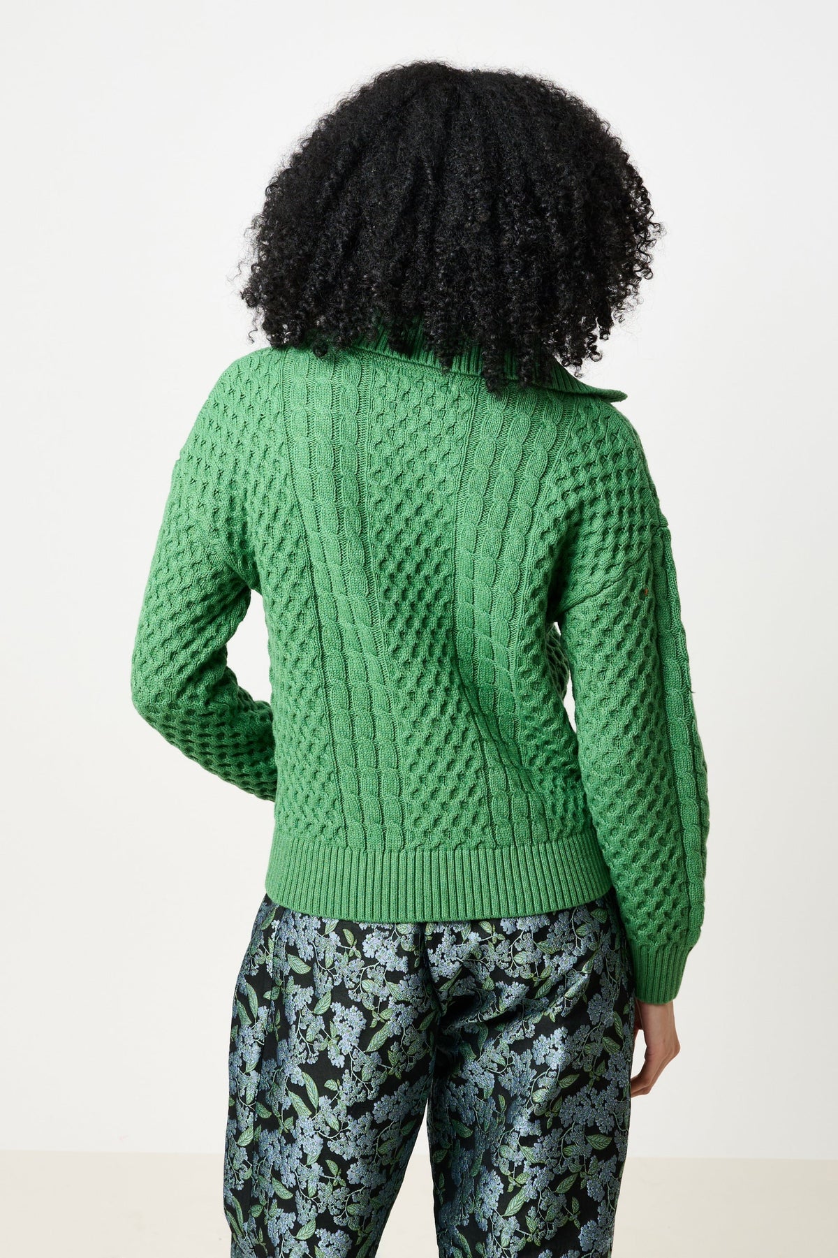 back Jamie Cable Collar Jumper Green |