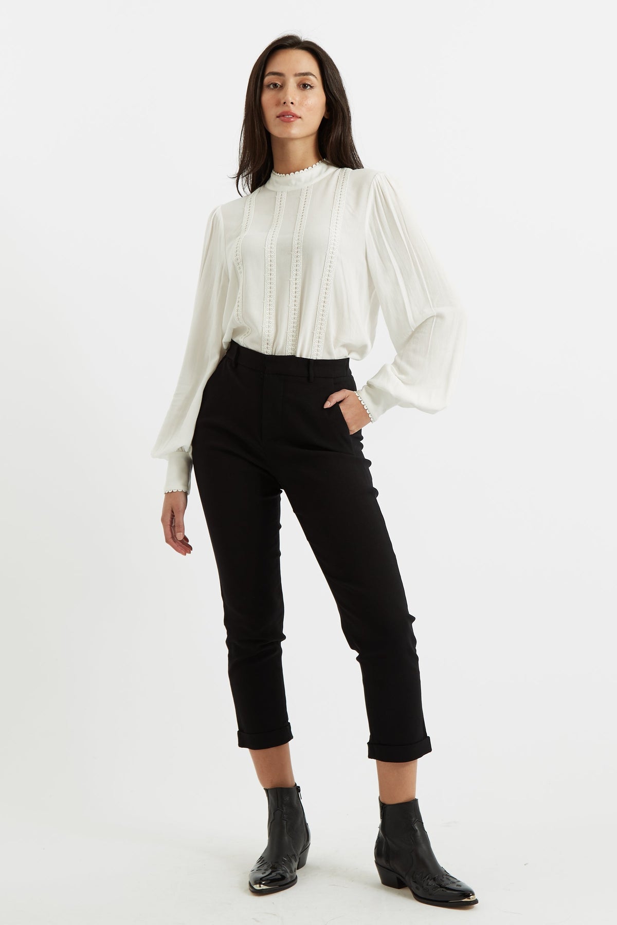 Jaylo Slim Fit Cropped Trouser – Black - Bascora