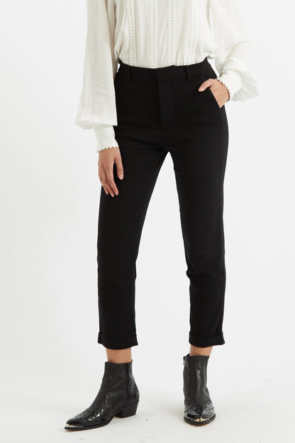Jaylo Slim Fit Cropped Trouser – Black - Bascora
