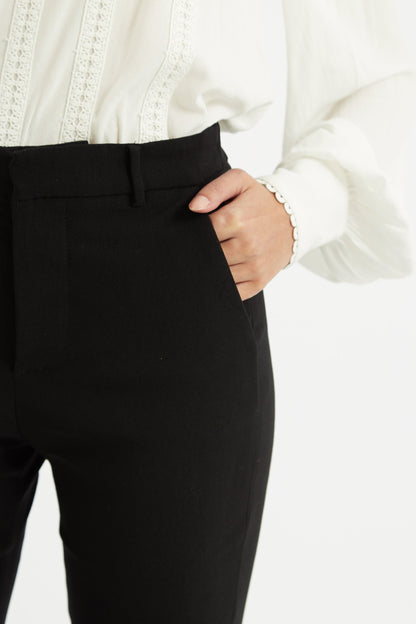 Jaylo Slim Fit Cropped Trouser – Black - Bascora