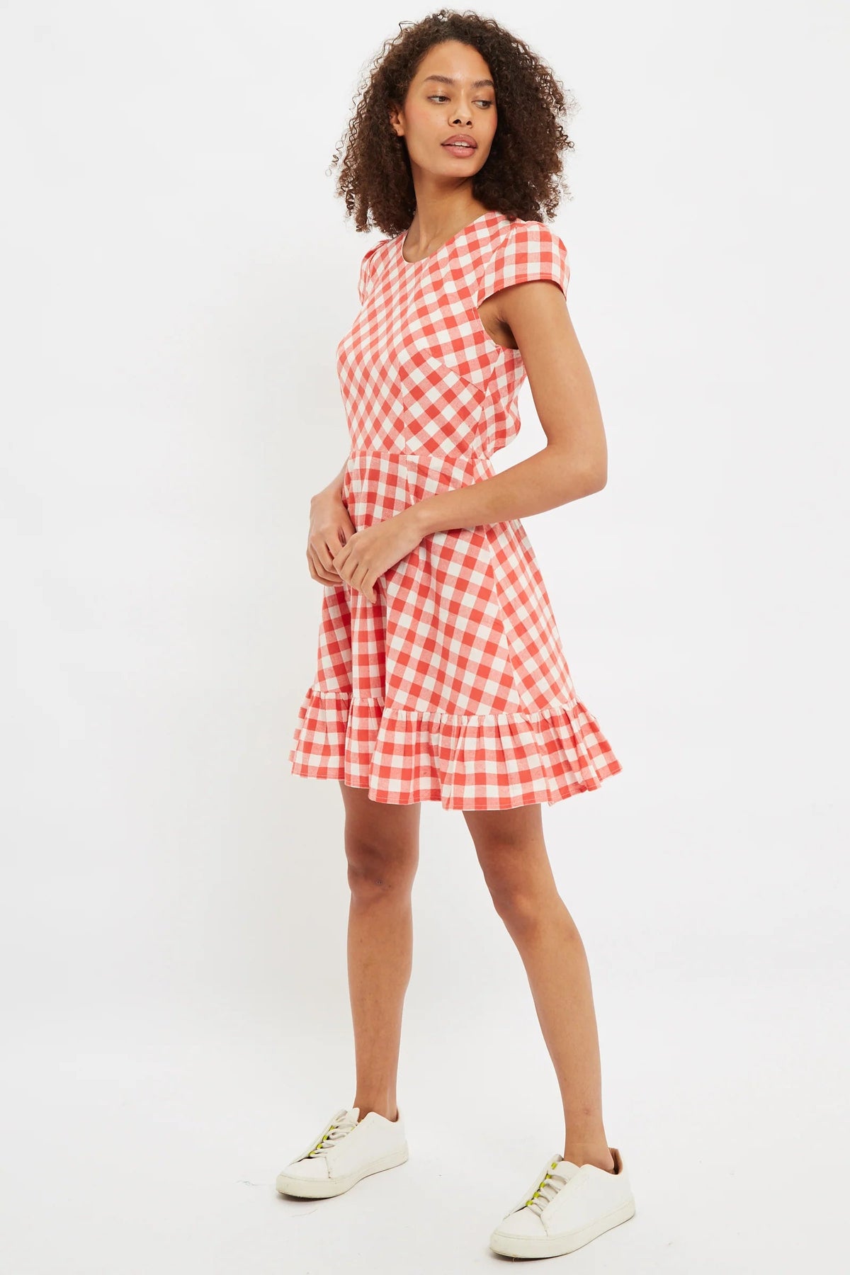 Kare Picnic Check Cap Sleeve Mini Dress – Red - Bascora