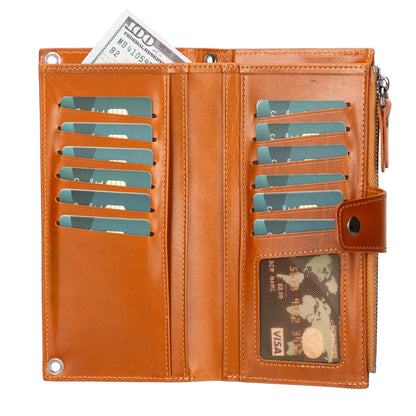 Billetera de cuero con correa para celular Kaycee para mujer
