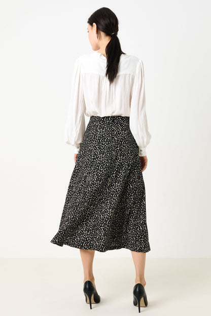 Kiyo Black Geo 11 Printed Midi Skirt - Bascora