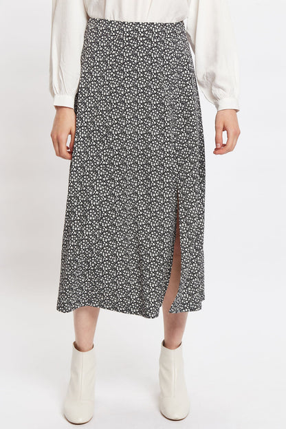 Kiyo Candy Bud Print Midi Skirt - Bascora