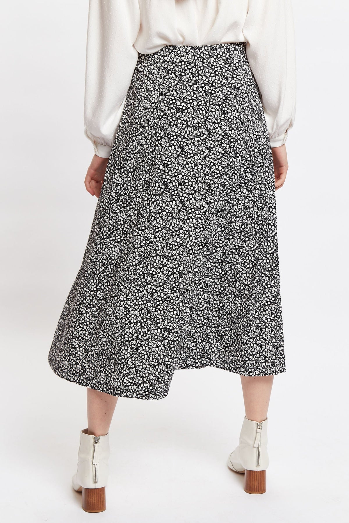 Kiyo Candy Bud Print Midi Skirt - Bascora