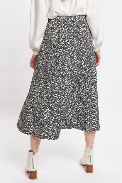 Kiyo Candy Bud Print Midi Skirt - Bascora