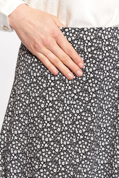 Kiyo Candy Bud Print Midi Skirt - Bascora