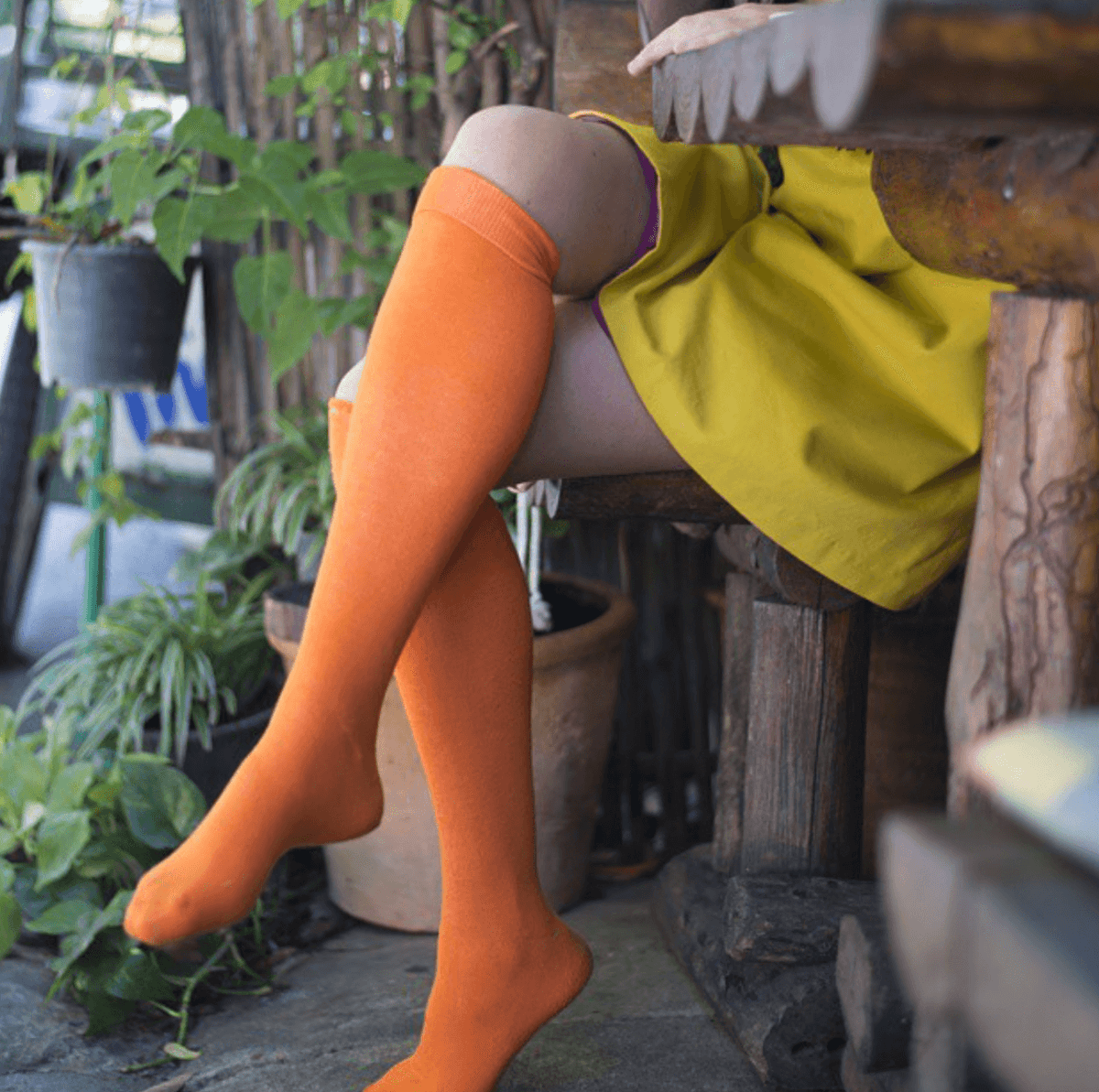 Knee-High Bamboo Thermal Socks - Wellington Boots Socks Organic Thermal - Orange - Bascora