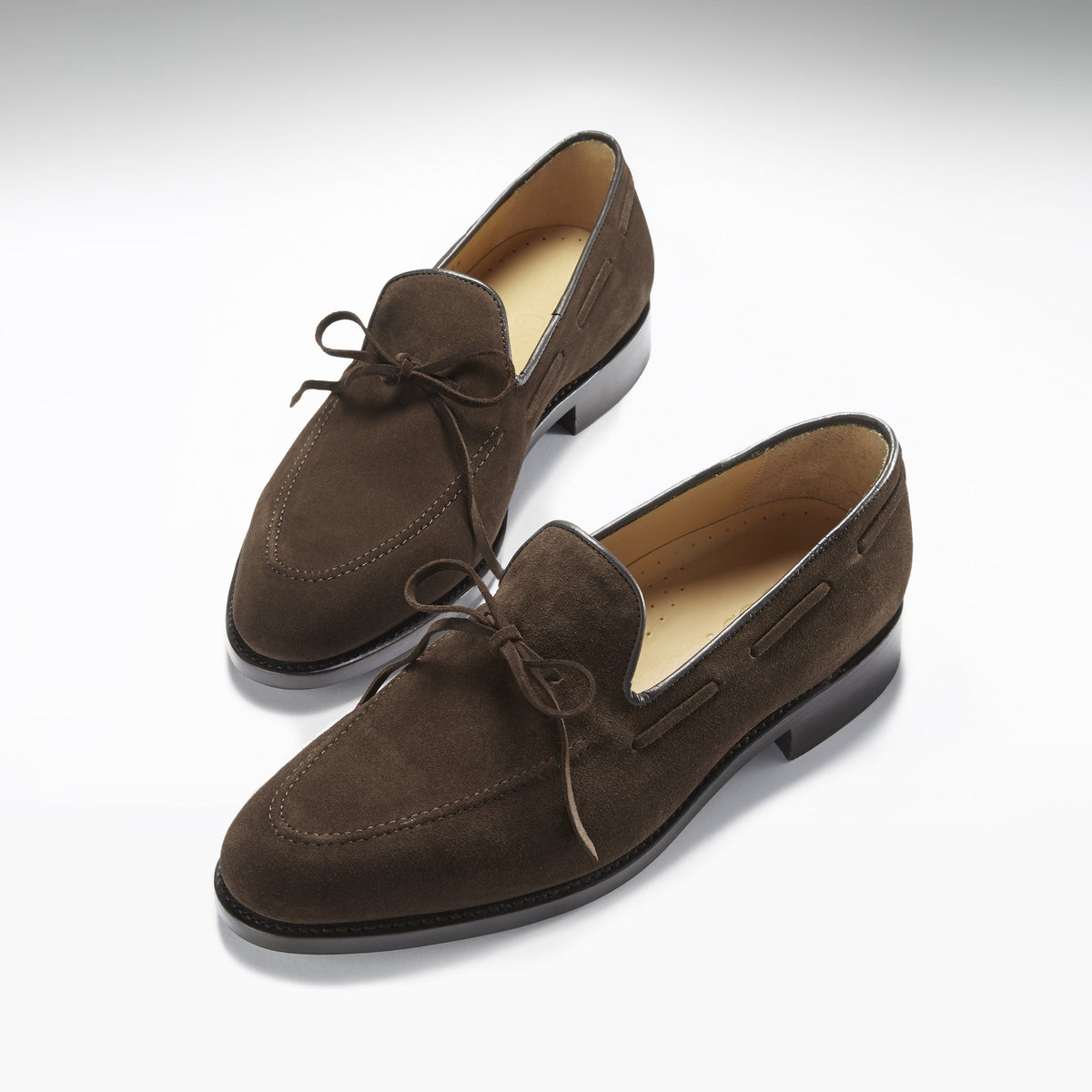 Hugs & Co. Brown Suede Laced Loafers with Goodyear Welted Leather Sole for Men